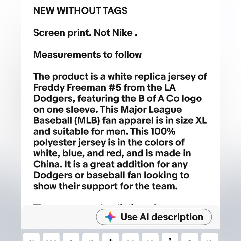 LA Dodgers #5 Freeman Jersey White Blue Red Mens XL B of A Co Logo Screen Print - Picture 10 of 10